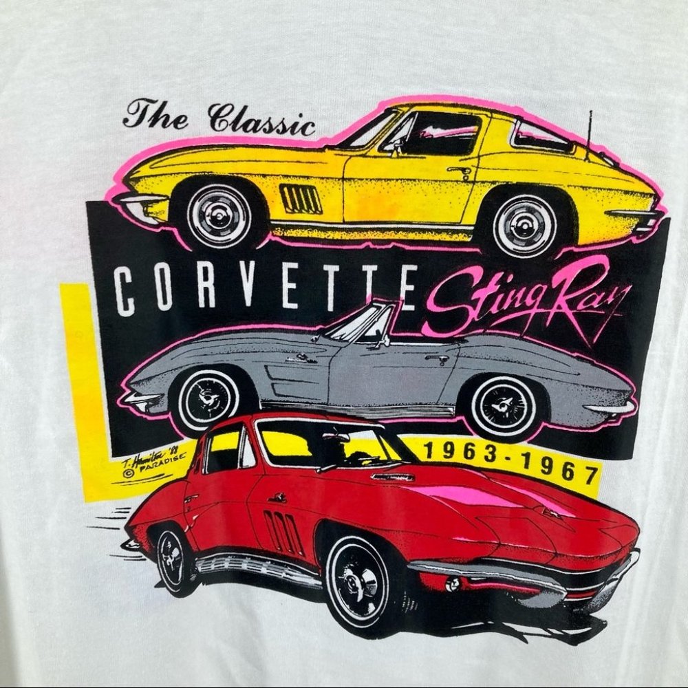 VINTAGE 1988 NWOT Single Stitch Corvette Stingray Graphic Front/Back T-shirt